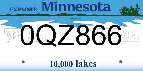 0QZ866 Minnesota License Plate