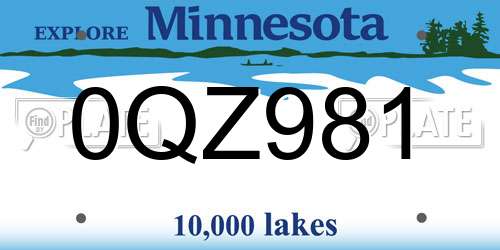 0QZ981 Minnesota License Plate