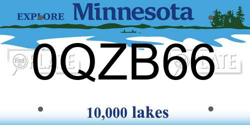 0QZB66 Minnesota License Plate