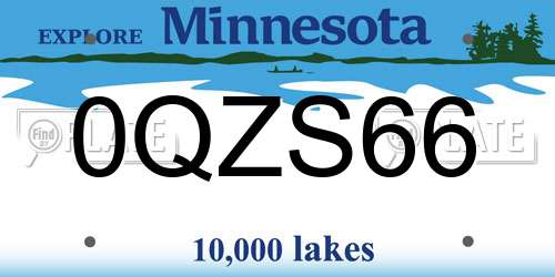 0QZS66 Minnesota License Plate
