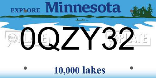 0QZY32 Minnesota License Plate