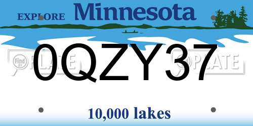 0QZY37 Minnesota License Plate