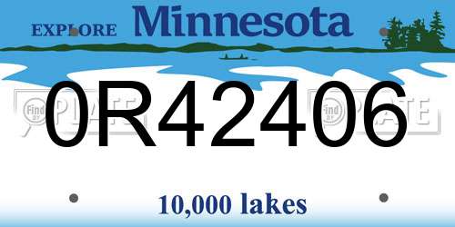 0R42406 Minnesota License Plate