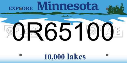 0R65100 Minnesota License Plate