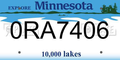 0RA7406 Minnesota License Plate