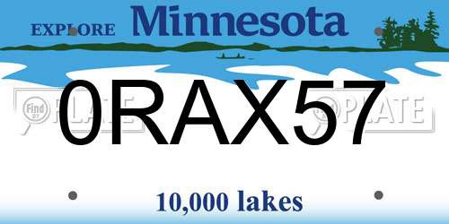 0RAX57 Minnesota License Plate
