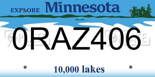 0RAZ406 Minnesota License Plate