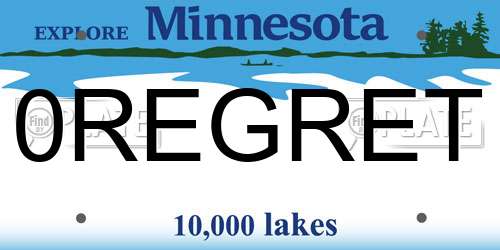 0REGRET Minnesota License Plate