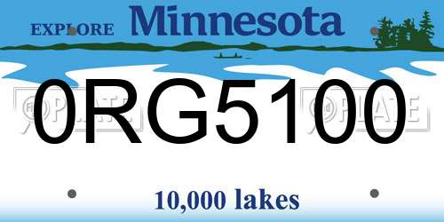 0RG5100 Minnesota License Plate