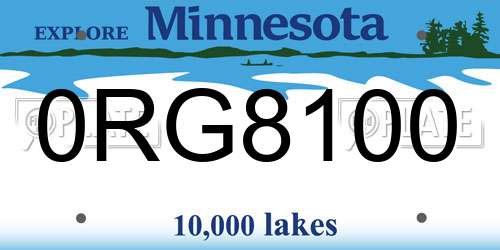 0RG8100 Minnesota License Plate