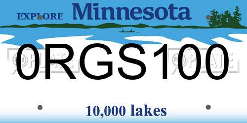 0RGS100 Minnesota License Plate