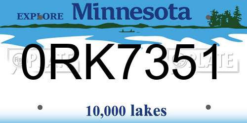 0RK7351 Minnesota License Plate