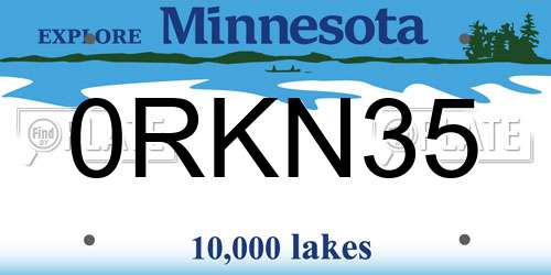 0RKN35 Minnesota License Plate