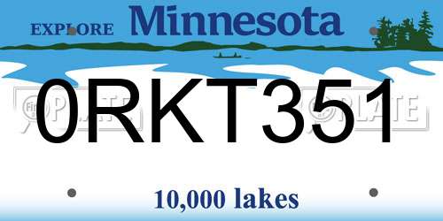 0RKT351 Minnesota License Plate
