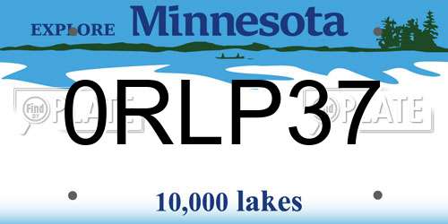 0RLP37 Minnesota License Plate