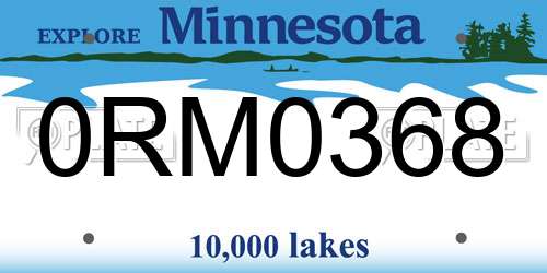 0RM0368 Minnesota License Plate
