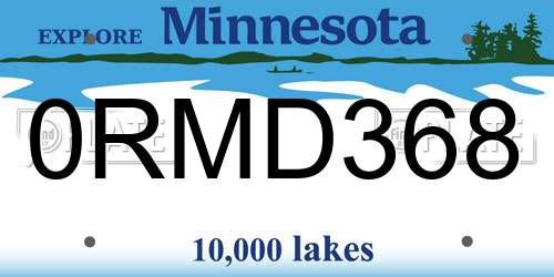0RMD368 Minnesota License Plate