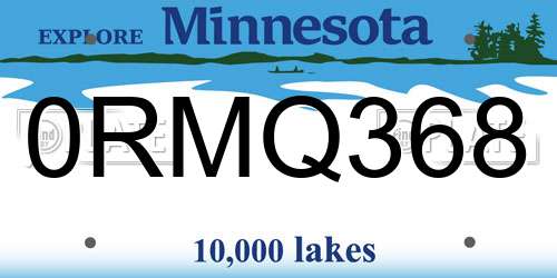 0RMQ368 Minnesota License Plate