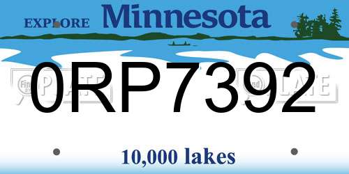 0RP7392 Minnesota License Plate