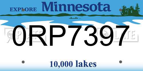 0RP7397 Minnesota License Plate