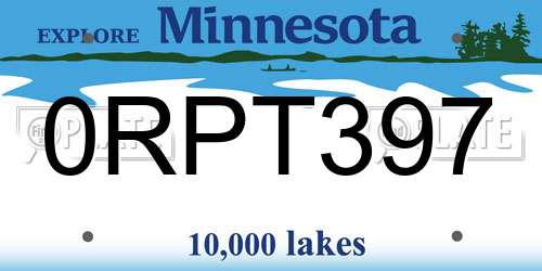 0RPT397 Minnesota License Plate