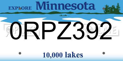 0RPZ392 Minnesota License Plate