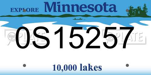 0S15257 Minnesota License Plate