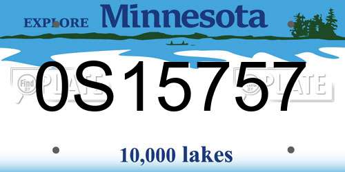 0S15757 Minnesota License Plate