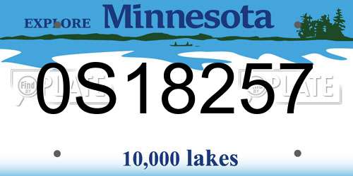 0S18257 Minnesota License Plate