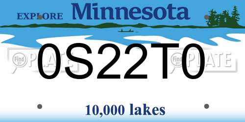 0S22T0 Minnesota License Plate