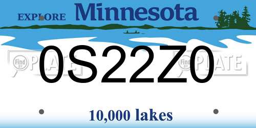 0S22Z0 Minnesota License Plate