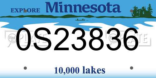 0S23836 Minnesota License Plate