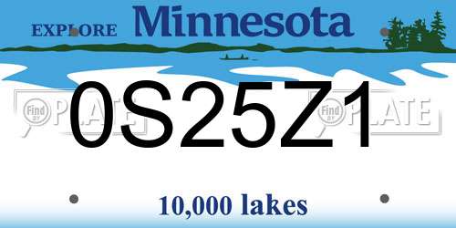 0S25Z1 Minnesota License Plate