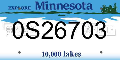 0S26703 Minnesota License Plate