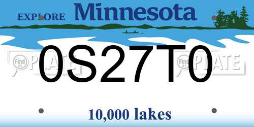 0S27T0 Minnesota License Plate