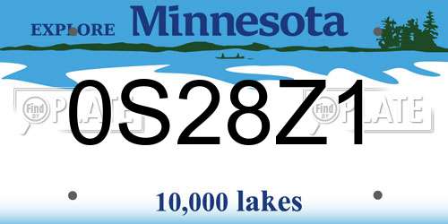 0S28Z1 Minnesota License Plate