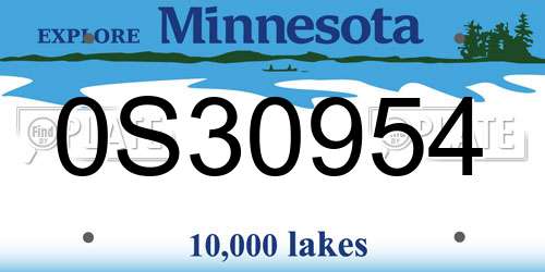 0S30954 Minnesota License Plate