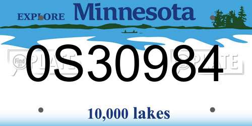 0S30984 Minnesota License Plate