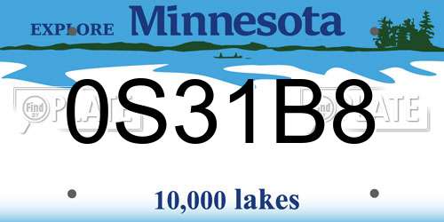 0S31B8 Minnesota License Plate
