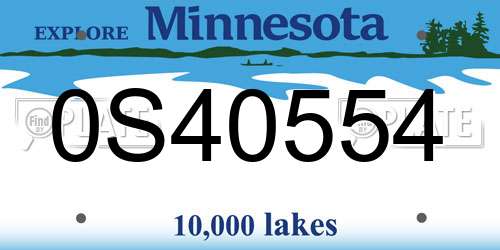 0S40554 Minnesota License Plate