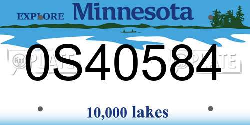 0S40584 Minnesota License Plate