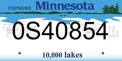0S40854 Minnesota License Plate