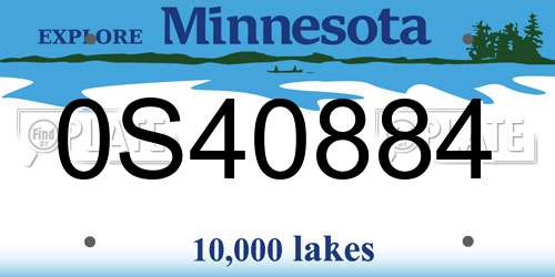 0S40884 Minnesota License Plate