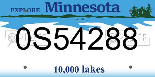 0S54288 Minnesota License Plate