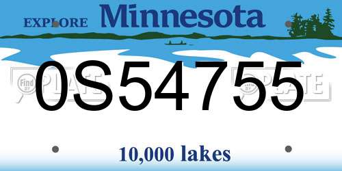 0S54755 Minnesota License Plate