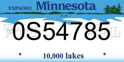 0S54785 Minnesota License Plate