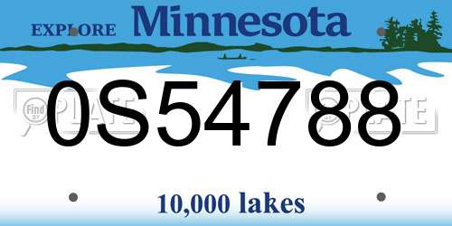 0S54788 Minnesota License Plate