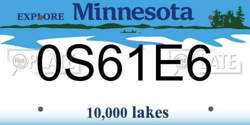 0S61E6 Minnesota License Plate