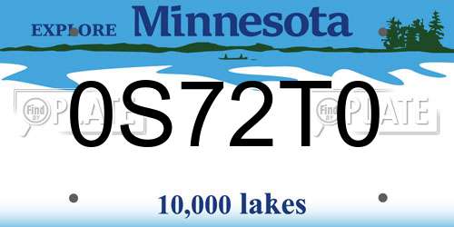 0S72T0 Minnesota License Plate