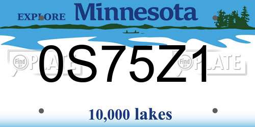 0S75Z1 Minnesota License Plate